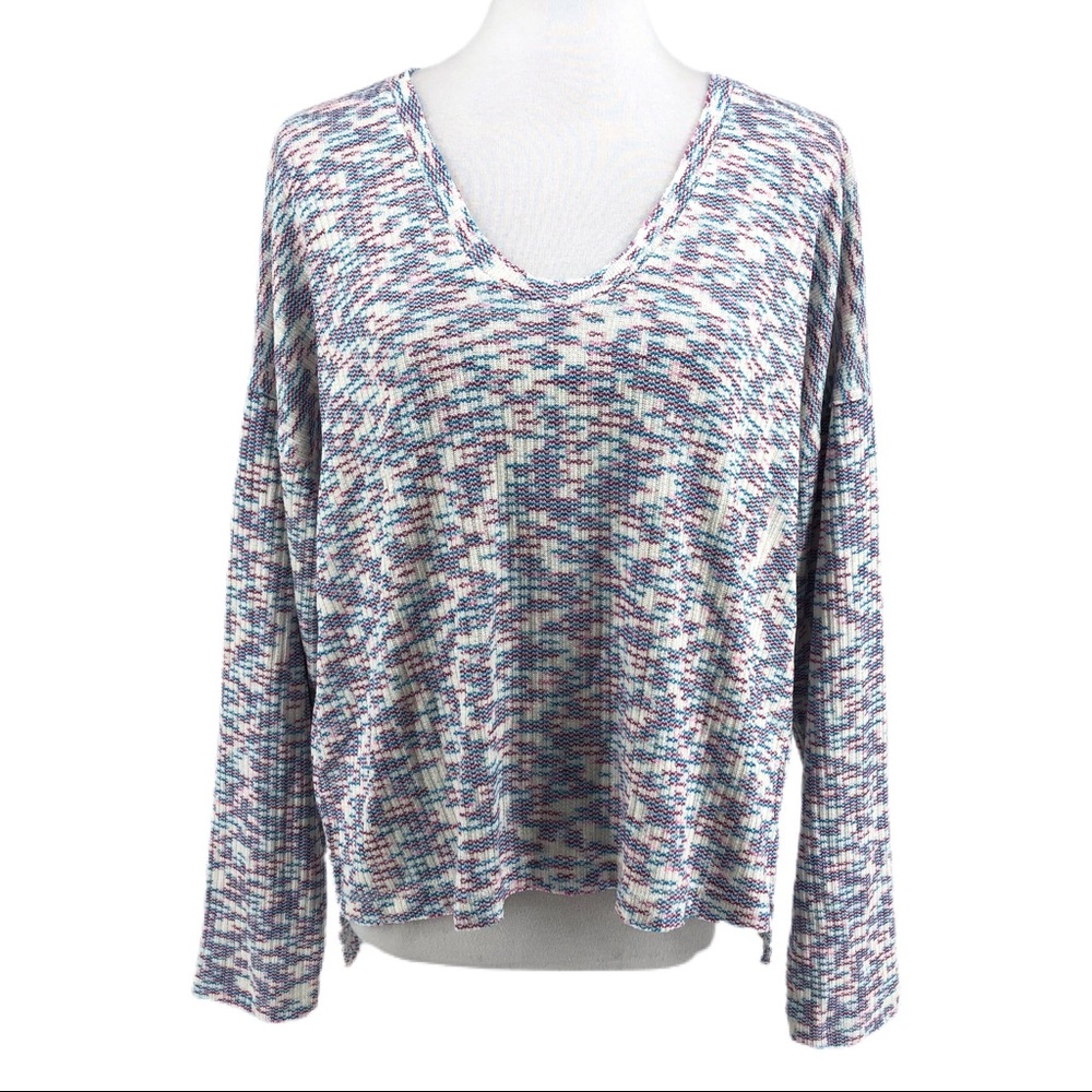 Code X Mode Blue & Pink Knit V-Neck Sweater, NWT